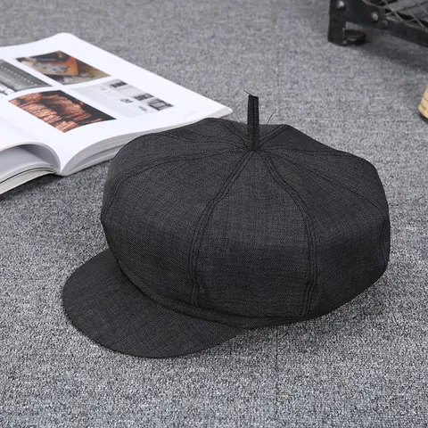 Men Vintage Newsboy Cap Octagonal Flat Cap Autumn Winter Warm Cashmere Wool Blend Hat For Middle Aged Elderly Men