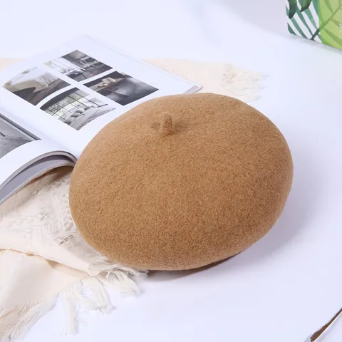 Women's French Style Wool Beret Vintage Solid Color Artist Painter Hat Warm Autumn Winter Fashion Cap