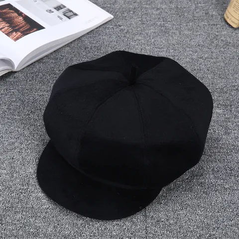 Men Vintage Newsboy Cap Octagonal Flat Cap Autumn Winter Warm Cashmere Wool Blend Hat For Middle Aged Elderly Men