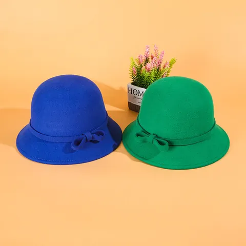 Woll Cloche Hut Mit Schleifenverzierung Elegant Vintage Kuppel Filz Anglerhut Für Damen Herbst Winter Warm Mode Kopfbedeckung Geschenk