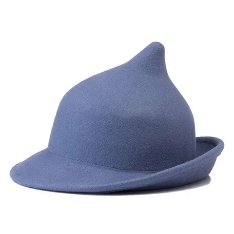 Western Style Personalized Pointy Wizard Witch Hat For Women Woolen Felt Fedora Magic Hat For Halloween Stage Autumn Winter