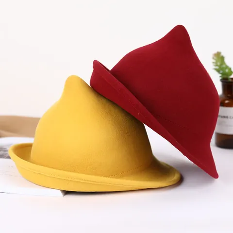 Western Style Personalized Pointy Wizard Witch Hat For Women Woolen Felt Fedora Magic Hat For Halloween Stage Autumn Winter