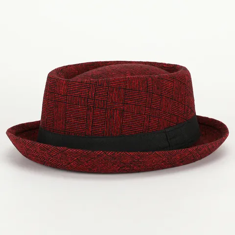 Vintage British Style Plaid Fedora Hat For Men Women Cotton Polyester Blend Woven Grid Jazz Hat With Black Ribbon Band