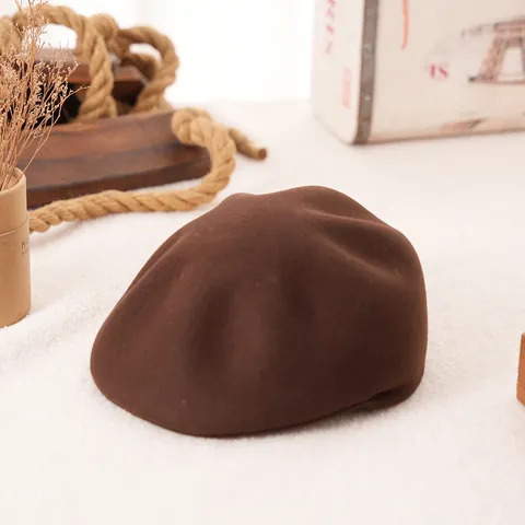 Damen Vintage 100% Wolle Baskenmütze Oktogonal Newsboy Cap Britischer Stil Künstler Hut Winter Warm Einfarbig Maler Hut