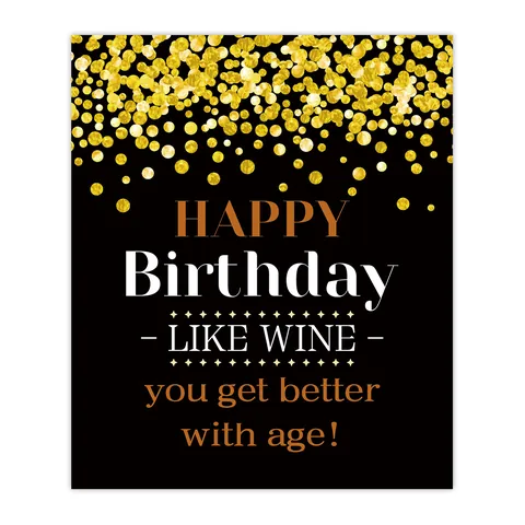 Funny Humorous Birthday Wine Bottle Labels PVC Self Adhesive Waterproof Sticker For Party Celebration Sisters Gifting Decor