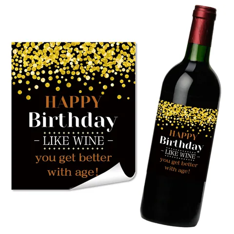 Funny Humorous Birthday Wine Bottle Labels PVC Self Adhesive Waterproof Sticker For Party Celebration Sisters Gifting Decor