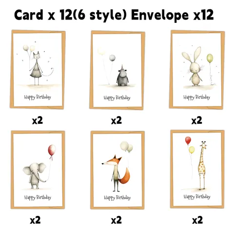Aquarell Tier Geburtstag Grußkarten Mit Umschlägen Happy Birthday Notizkarten Für Party Sortierte Cartoon Tier Designs Schreibwaren Geschenk