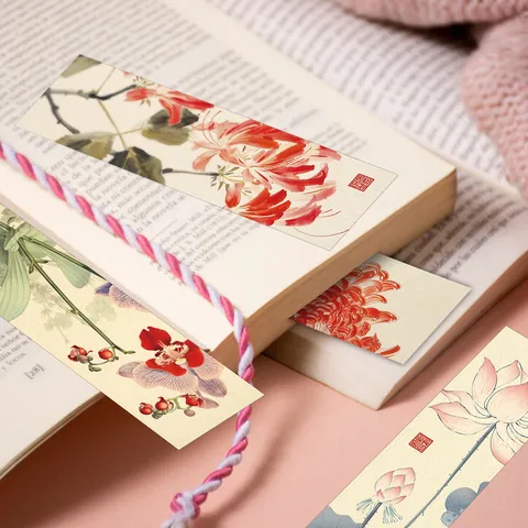 Segnalibri Cinesi Tradizionali a Inchiostro Vintage Floreali Paesaggio Segnalibri di Carta per Studenti Insegnanti Cancelleria Regali Accessori Lettura