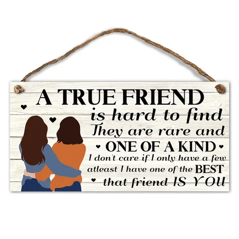 Freundschaft Holz Hängeschild Plakette Mit Motivationszitat Zwei Mädchen Illustration Wanddekoration Best Friend Geschenk Dekoration
