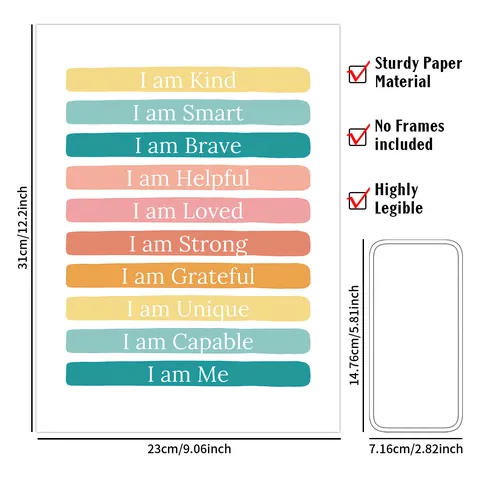 Mental Health Affirmationsposter Positive Zitate Wandkunst Dekor Kunstdruckpapier Ungerahmt Emotionsmanagement Für Klassenzimmer Zuhause