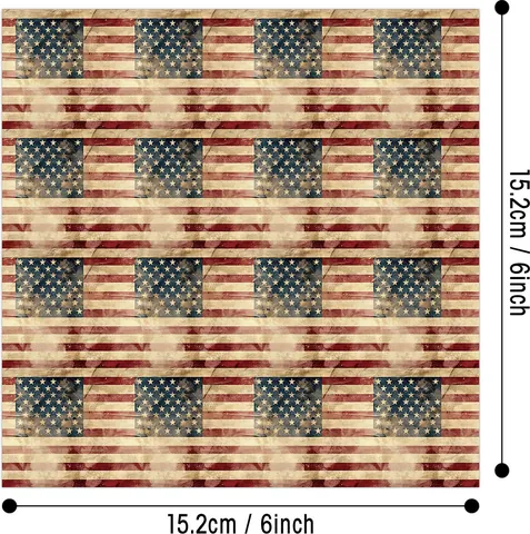 Papier de Scrapbooking Vintage Drapeau Américain Cartonné 160gsm Jour de l'Indépendance Papier Décoratif pour Bricolage Journaling