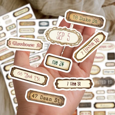 Autocollants d'Étiquettes Rétro Vintage Imperméables Autocollants pour Scrapbooking Journal pour Bouteille d'Eau Valise Bagages DIY Décoration Papeterie