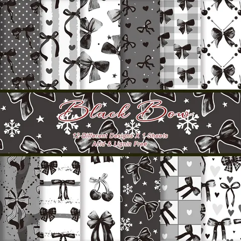 Papier Matériel Scrapbooking Série Nœud Cerise Flocon de Neige Motif Décoratif Papier Fond DIY pour Hand Account Art