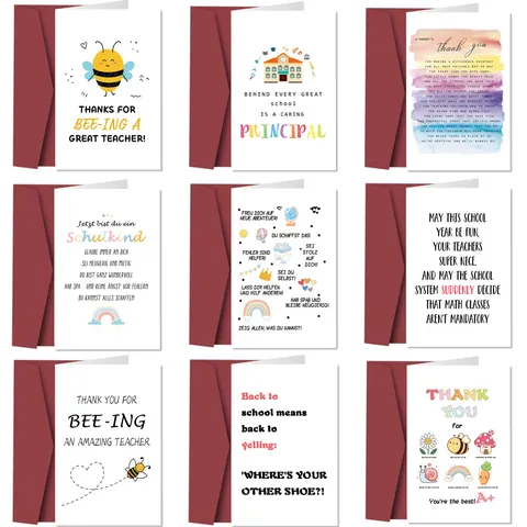 Teacher Appreciation Greeting Card And Dark Red Envelope Thank You Card School Birthday Christmas Message Card Teachers