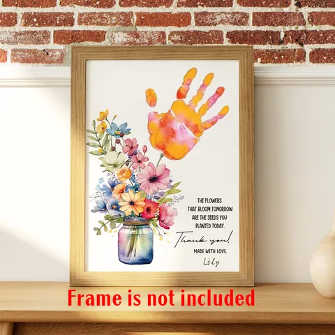 Aquarell Blumen Handabdruck Danke Lehrer Geschenk Poster DIY Abschluss Inspirierende Wanddeko Ungerahmter Kunstdruck