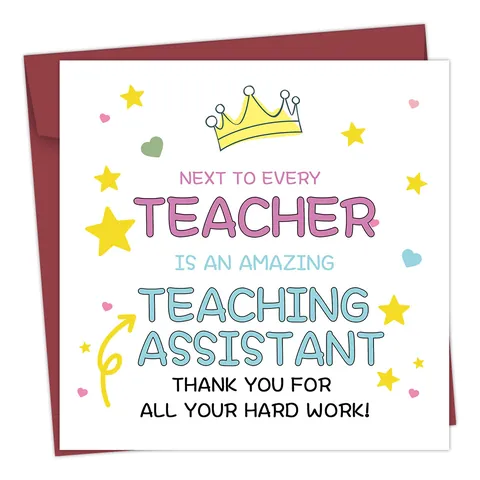 Teaching Assistant Appreciation Thank You Greeting Card With Envelope Square Paper Teacher Graduation Gift For Assistant