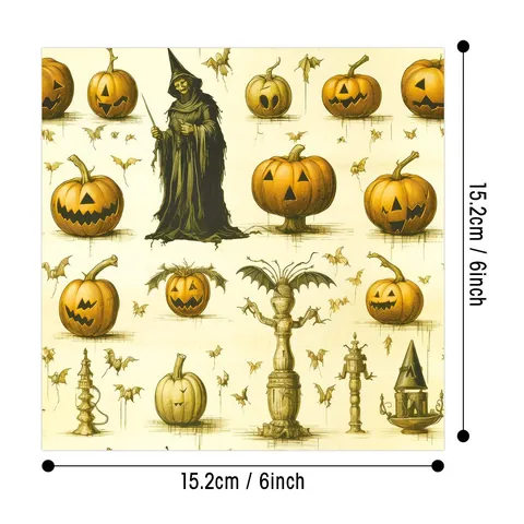 Vintage Halloween Scrapbook Material Paper With Pumpkin Wizard Skull Patterns For DIY Journaling Decorative Cardstock