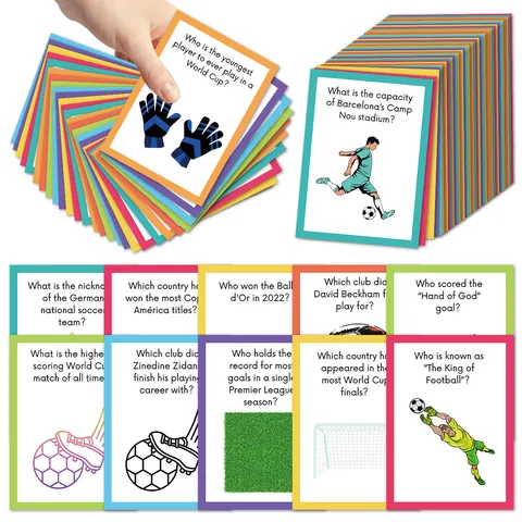 Fútbol Cartas de Trivia Juego de Fiesta Flashcards Deportes Quiz Trivia Cartas Papel Juego de Cartas Niños Adultos Entretenimiento