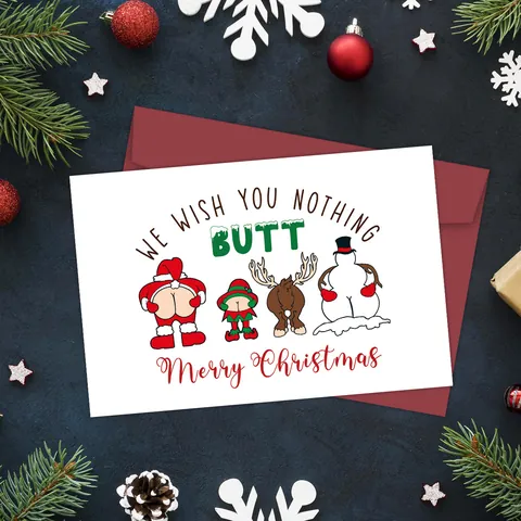 Humorous Christmas Greeting Cards With Red Envelopes Funny Sarcastic Holiday Blessing Cards For Friends Family Party Stationery Gift