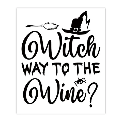Pegatinas para Botellas de Vino de Halloween Etiquetas Adhesivas Impermeables Patrón Bruja Calavera para Decoración Bebidas Fiesta