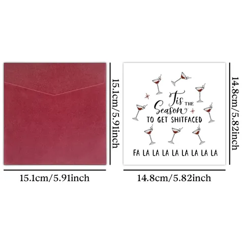 Humorous Christmas Greeting Card Set With Red Envelope Funny Gingerbread Man Santa Elf Geese Pattern Holiday Party Blessing Cards For Friends Family