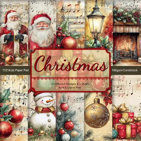 Vintage Weihnachten Scrapbook Papier Noten Muster Dekoratives Material Papier Für DIY Scrapbooking Und Kartenherstellung