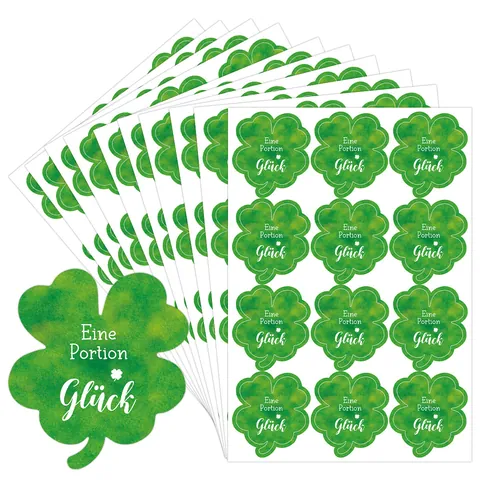 German Luck Clover Stickers Green Watercolor Four Leaf Clover Labels Self Adhesive Sealing Stickers For Gift Food Bags