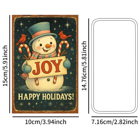 Vintage Christmas Postcards Retro Xmas Wall Decor Stickers With Glue Point Santa Reindeer Snowman Greeting Cards Home Decoration