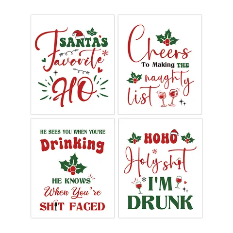 Funny Christmas Wine Bottle Label Stickers Festive Humor Santa Wine Bottle Decoration Stickers For Xmas Home Party Gift