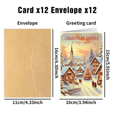 Vintage Christmas Greeting Cards Assorted Holiday Cards With Kraft Envelopes Santa Claus Snowman Reindeer Angel Designs