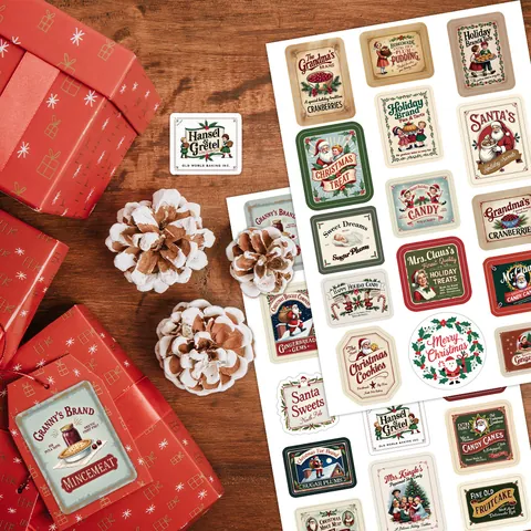 Vintage Weihnachtsaufkleber Etiketten Retro Weihnachtsmann Feiertag Geschenkverpackung Selbstklebende Scrapbooking Dekorative Etiketten