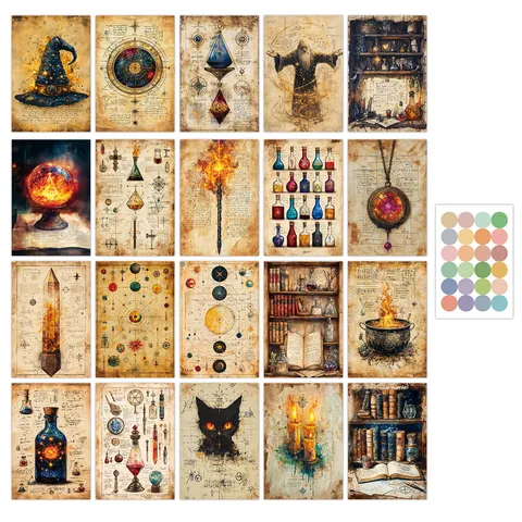Vintage Hexe Magischer Trank Postkarten Gothic Hexerei Karte Zauberbuch Halloween Dekoration Retro Papier Wandkunst Dekor