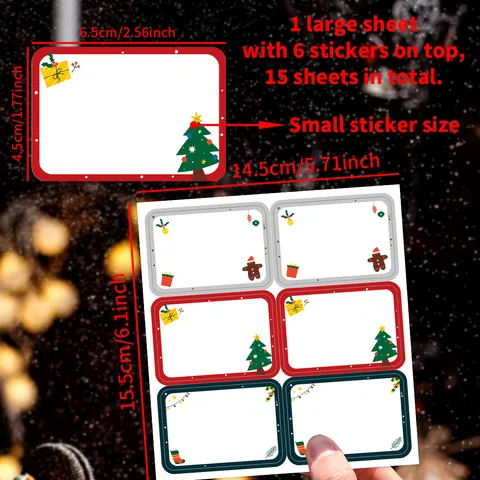Christmas Gift Label Stickers Writeable Name Tags For Xmas Holiday Packaging Decoration Trees Gingerbread Man Pattern