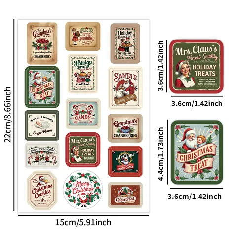 Vintage Weihnachtsaufkleber Etiketten Retro Weihnachtsmann Feiertag Geschenkverpackung Selbstklebende Scrapbooking Dekorative Etiketten