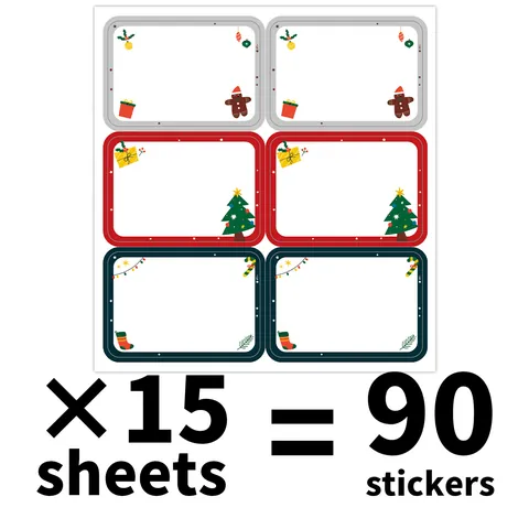 Christmas Gift Label Stickers Writeable Name Tags For Xmas Holiday Packaging Decoration Trees Gingerbread Man Pattern