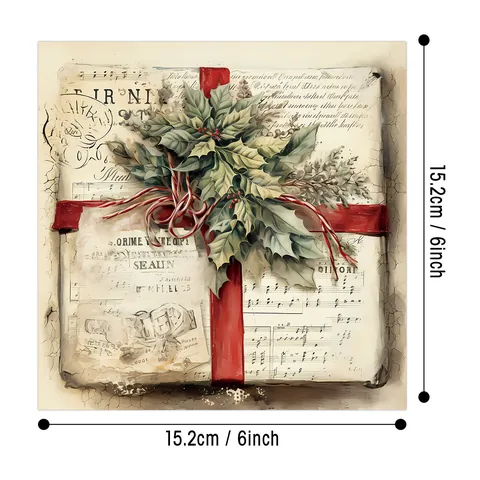 Vintage Christmas Decorative Paper Acid Free Holiday Cardstock For DIY Scrapbooking Journaling Crafting Album Decoration