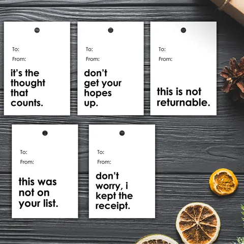 Funny Humorous Gift Tags With Twine White Paper Labels For Birthday Party Gift Wrapping Decoration To From Writing Tags