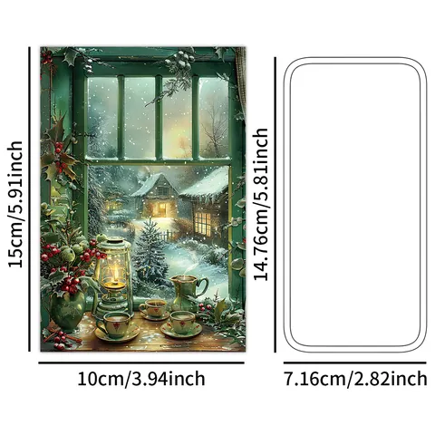 Vintage Weihnachten Deko Karten Retro Postkarten Für Wanddeko Winter Feiertag Geschenk Nachrichtenkarten Mit Runden Aufklebern