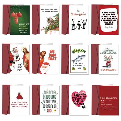 Funny Naughty Christmas Greeting Cards Humorous Sarcastic Text With Envelopes For Holiday Party Adult Friends Family Xmas Gift Cards