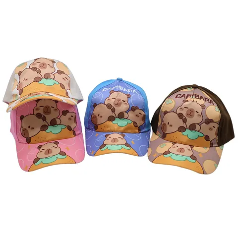 Kinder Polyester Wasserschwein Druck Baseballkappe Cartoon Atmungsaktiv Sonnenhut Verstellbar Outdoor Reisehut Für Jungen Mädchen