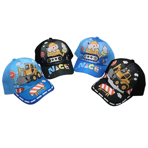 Kinder Baseballpet Cartoon Graafmachine Olifant Print Toddler Jongens Zonbescherming Verstelbare Katoenen Hoed Outdoor Cap