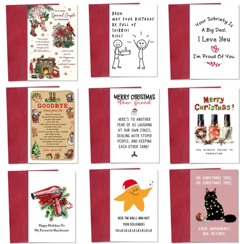Funny Christmas Greeting Cards With Envelopes Humorous Xmas Cards For Friends Family Colleagues Holiday Blessing Stationery Set