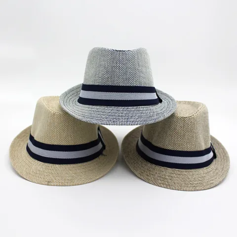 Summer Unisex Paper Straw Fedora Jazz Hat British Style Woven Breathable Sun UV Protection Beach Travel Panama Cap For Adult
