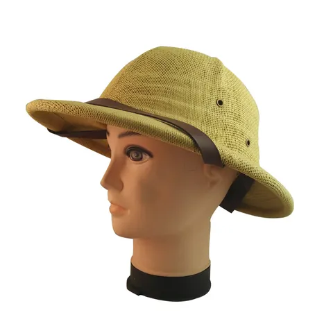 Casco Coloniale in Paglia Unisex Cappello da Sole Traspirante Berretto Safari Con Cinturino in Pelle per Pesca Escursionismo Viaggio