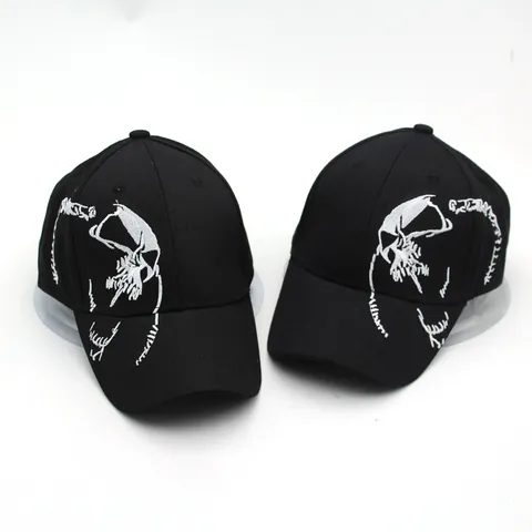 Casquette de Baseball Unisexe en Coton avec Broderie Crâne Mode Streetwear Ajustable Pare-soleil Sports de Plein Air Décontracté