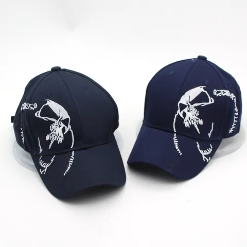 Casquette de Baseball Unisexe en Coton avec Broderie Crâne Mode Streetwear Ajustable Pare-soleil Sports de Plein Air Décontracté