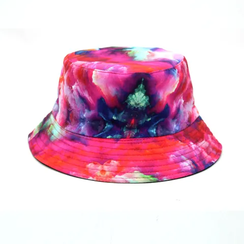 Unisex Katoen Tie-Dye Vissershoed Dubbelzijdig Zonbescherming Zomer Outdoor Casual Fisherman Basin Hoed Brede Rand Strandmuts