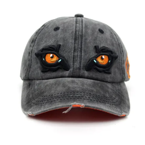 Cartoon Eagle Eye Embroidery Washed Cotton Baseball Cap For Men Women Distressed Outdoor Casual Adjustable Sun Hat