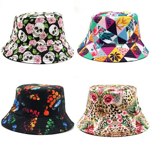 Unisex Βαμβακερό Καπέλο Bucket Με Διάφορα Τυπώματα Λεοπάρ Κρανίο Γκράφιτι Προστασία Από Τον Ήλιο Για Υπαίθρια Χρήση