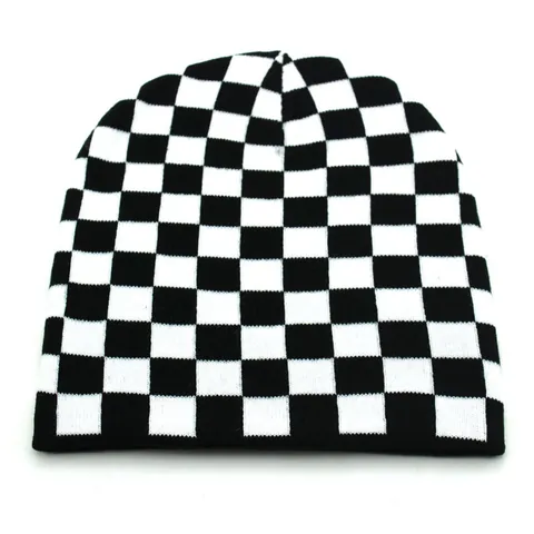 Unisex Knitted Beanie Hat Warm Winter Checkerboard Animal Print Cow Zebra Leopard Pattern Soft Acrylic Woolen Skull Cap